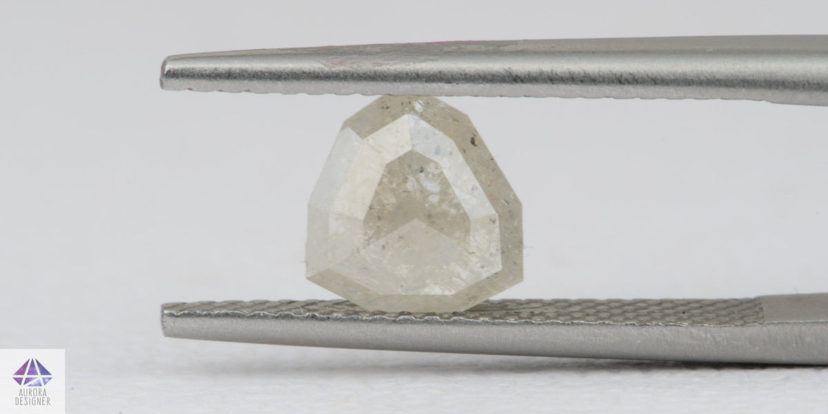 0.98ct Triangle Shape Salt and Pepper Rose Cut Diamond, 7.5*7.1*2.3mm SPT06