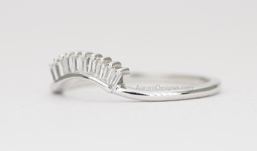 10 Ten Baguette Diamond Crown Wedding Band 14K Gold Contoured Ring AD1445