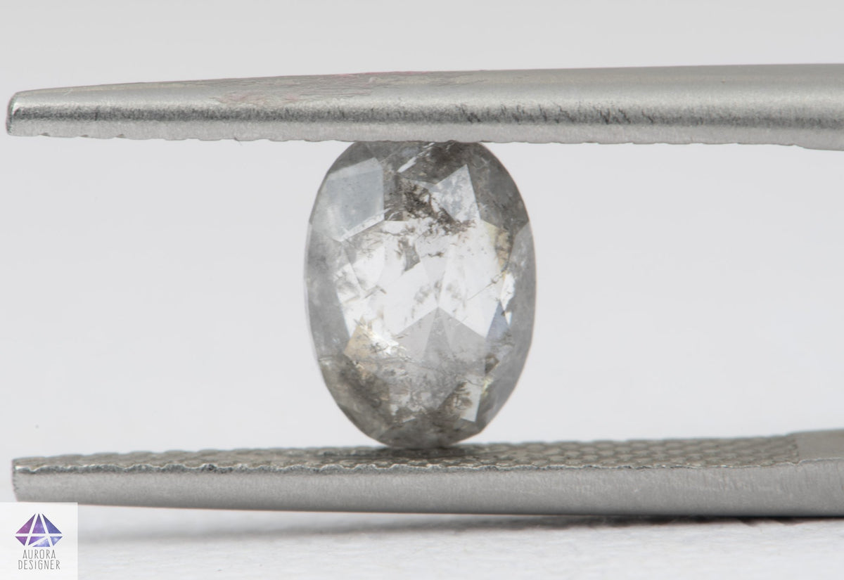 1.01ct Oval Shape Salt and Pepper Rosecut Diamond, 8.2*5.8*2.5mm SPS125