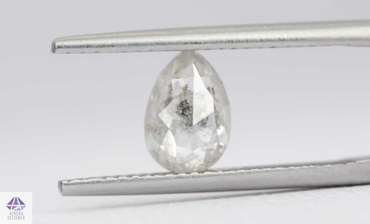 1.03ct Pear Shape Salt and Pepper Rose Cut Diamond, 8.3*5.6*2.6mm SPP90