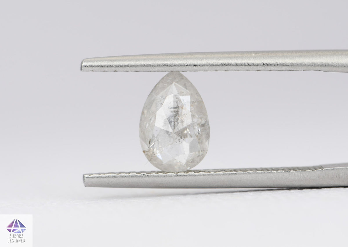 1.06ct Pear Shape Salt and Pepper Rose Cut Diamond, 8.3*5.7*2.6mm SPP89