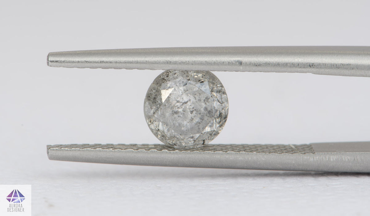 1.06ct Round Shape Salt and Pepper Diamond, 6.1*4.2mm RBC114