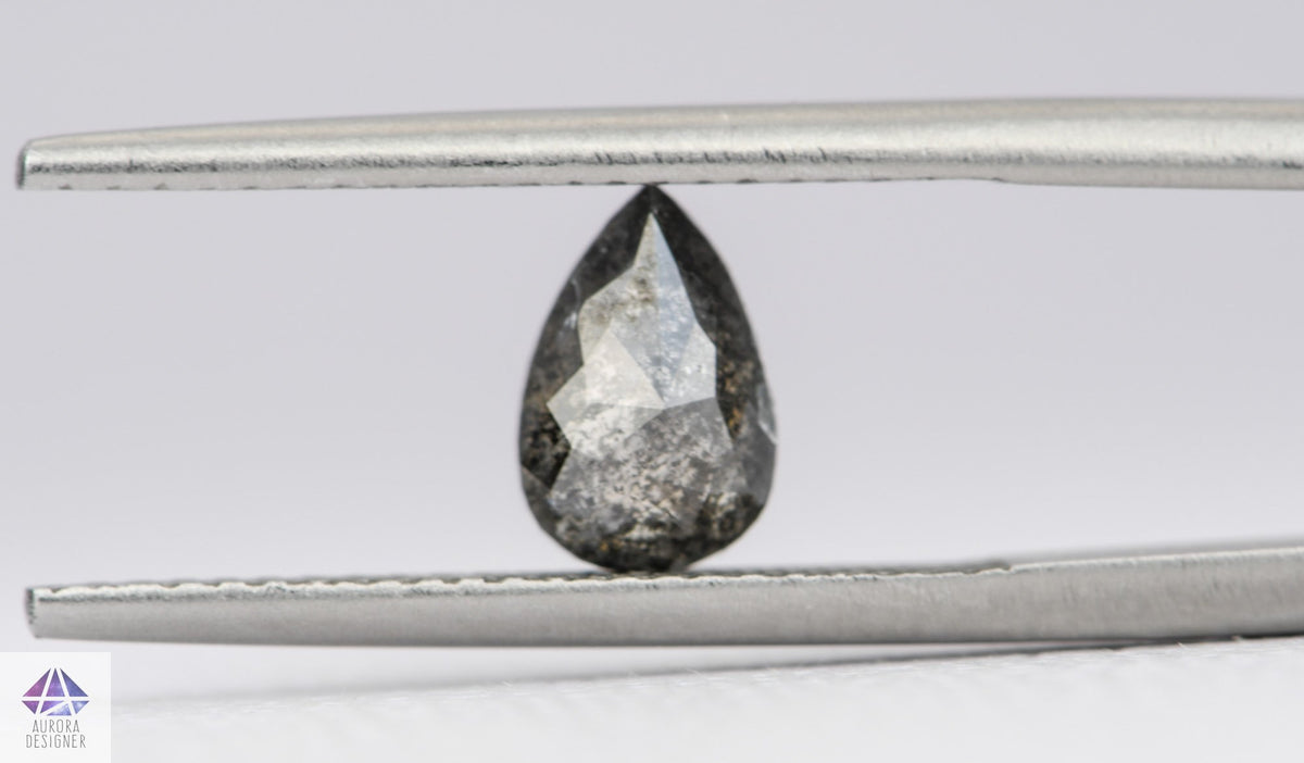 1.07ct Pear Shape Salt and Pepper Rose Cut Diamond, 7.8*5.1*3.1mm SPP70