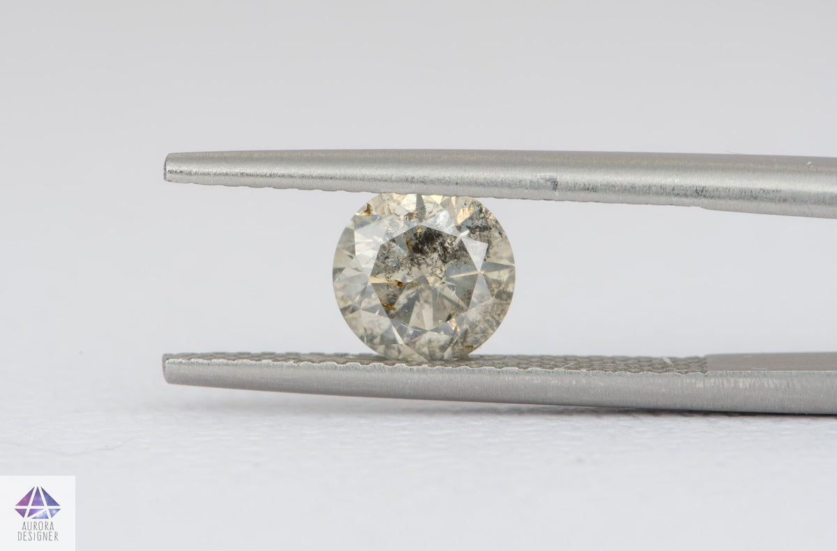 1.07ct Round Shape Salt and Pepper Diamond, 6.4*4.0mm RBC107