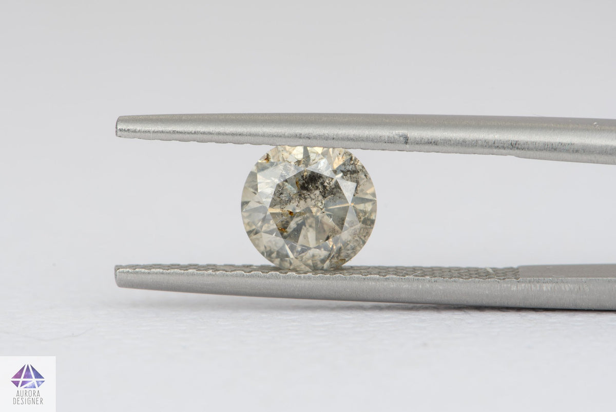 1.07ct Round Shape Salt and Pepper Diamond, 6.4*4.0mm RBC107