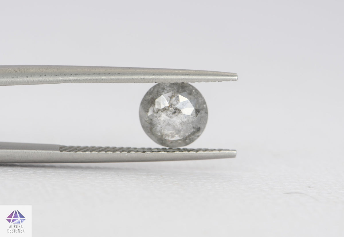 1.13ct Round Shape Salt and Pepper Rose Cut Diamond, 7.3*2.6mm SPR29