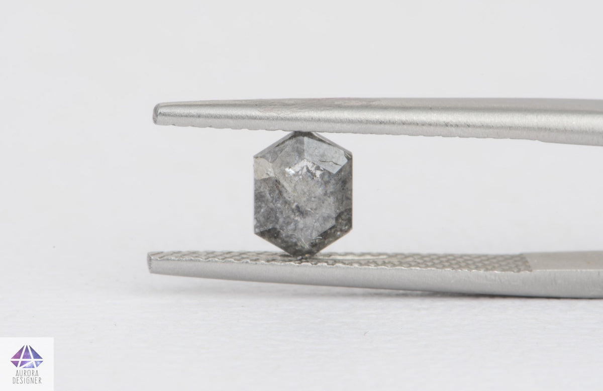 1.17ct Hexagon Shape Salt and Pepper Diamond, 7.0*5.0*3.8mm, SPH186