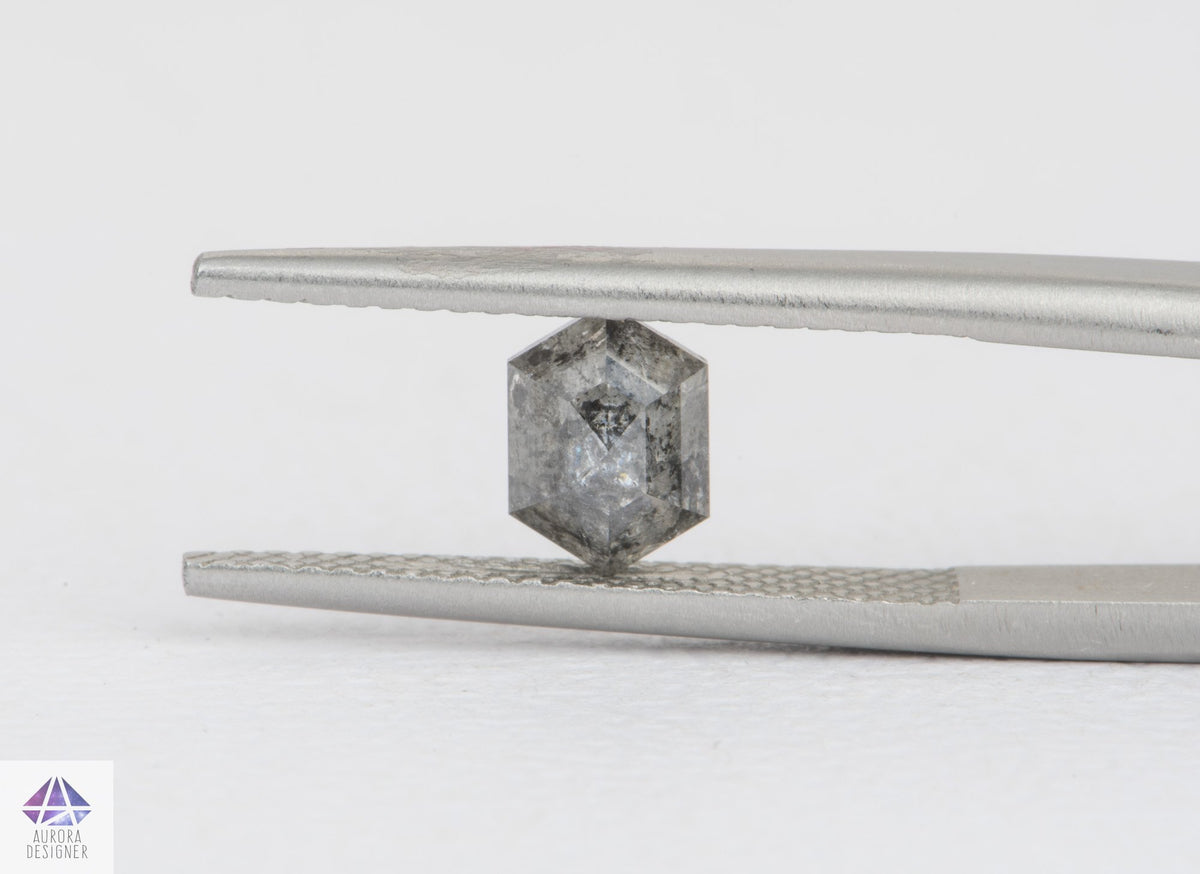 1.17ct Hexagon Shape Salt and Pepper Diamond, 7.0*5.0*3.8mm, SPH186