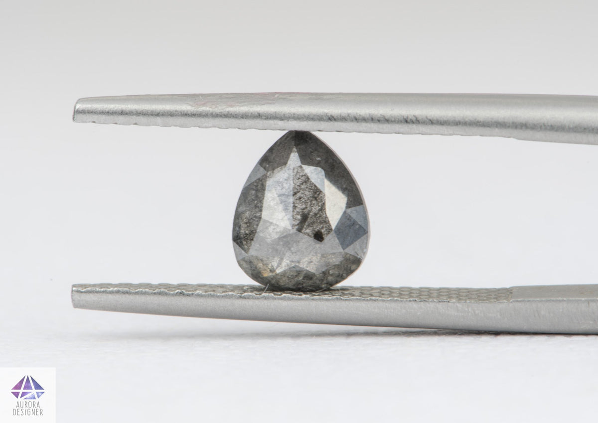 1.17ct Pear Shape Salt and Pepper Rosecut Diamond, 7.4*5.8*3.2mm SPP105