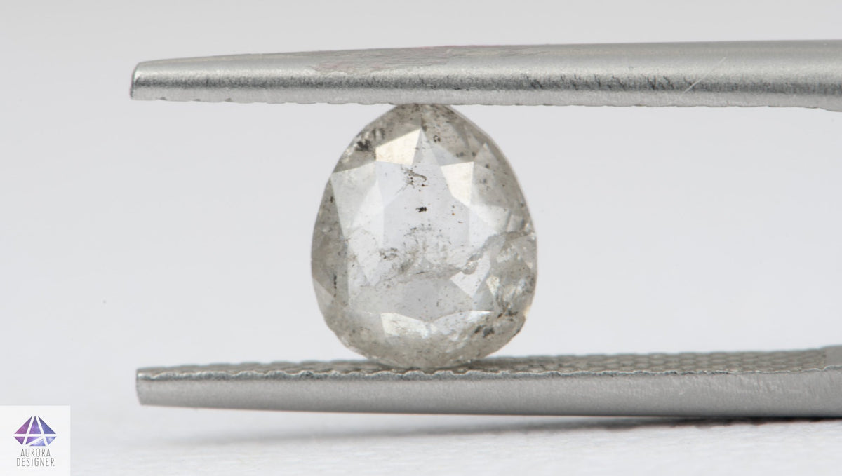 1.17ct Pear Shape Salt and Pepper Rosecut Diamond, 7.7*6.4*2.9mm SPP109