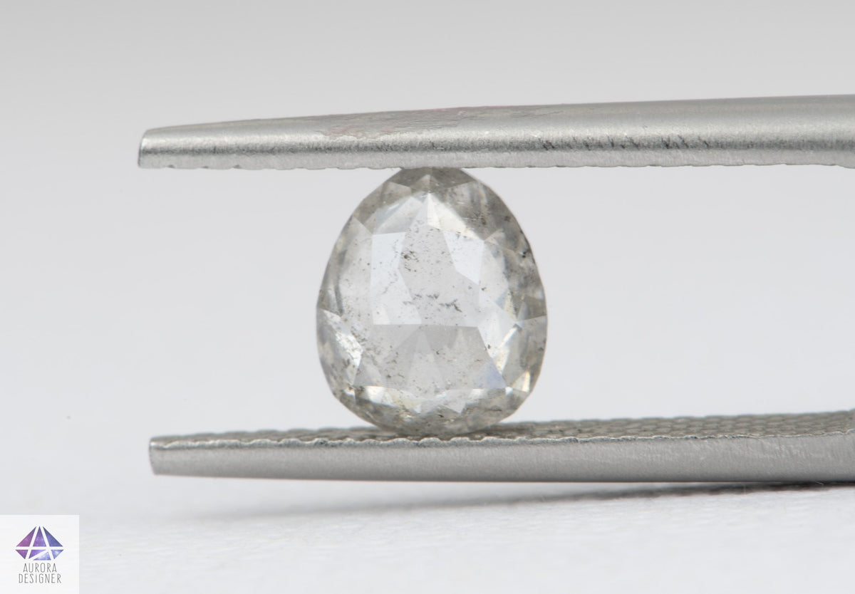 1.18ct Pear Shape Salt and Pepper Rosecut Diamond, 7.7*6.4*2.9mm SPP110
