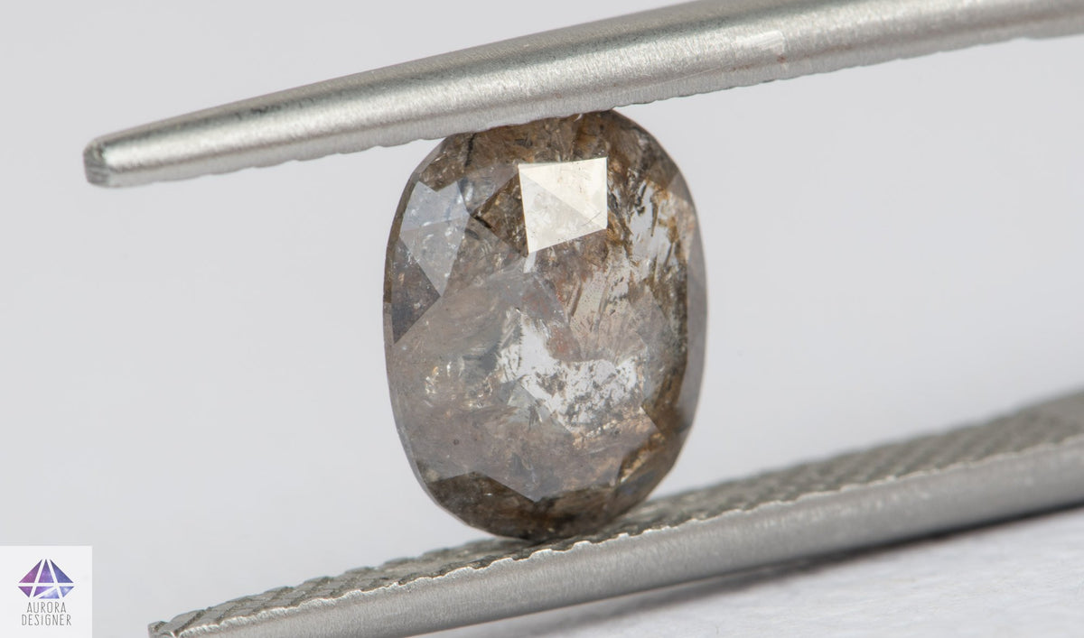 1.19ct Oval Shape Salt and Pepper Rosecut Diamond, 8.6*6.7*2.4mm SPS99