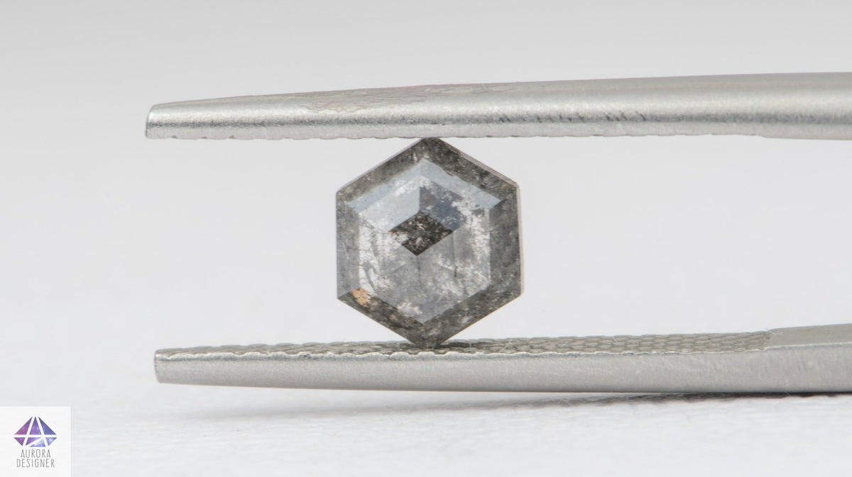 1.1ct Hexagon Shape Salt and Pepper Diamond, 6.7*5.8*3.1mm SPH158
