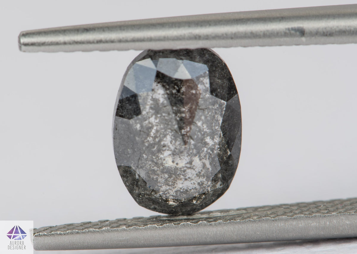 1.21ct Oval Shape Salt and Pepper Rosecut Diamond, 8.7*6.4*2.5mm SPS114