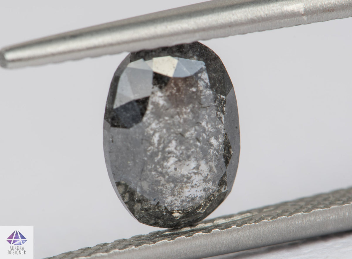 1.21ct Oval Shape Salt and Pepper Rosecut Diamond, 8.7*6.4*2.5mm SPS114