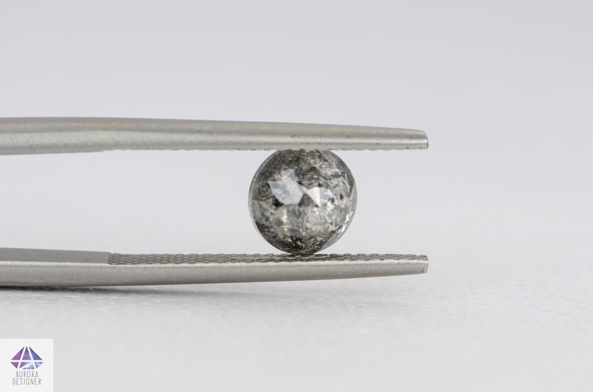 1.23ct Round Shape Salt and Pepper Rose Cut Diamond, 6.8*3.3mm SPR33