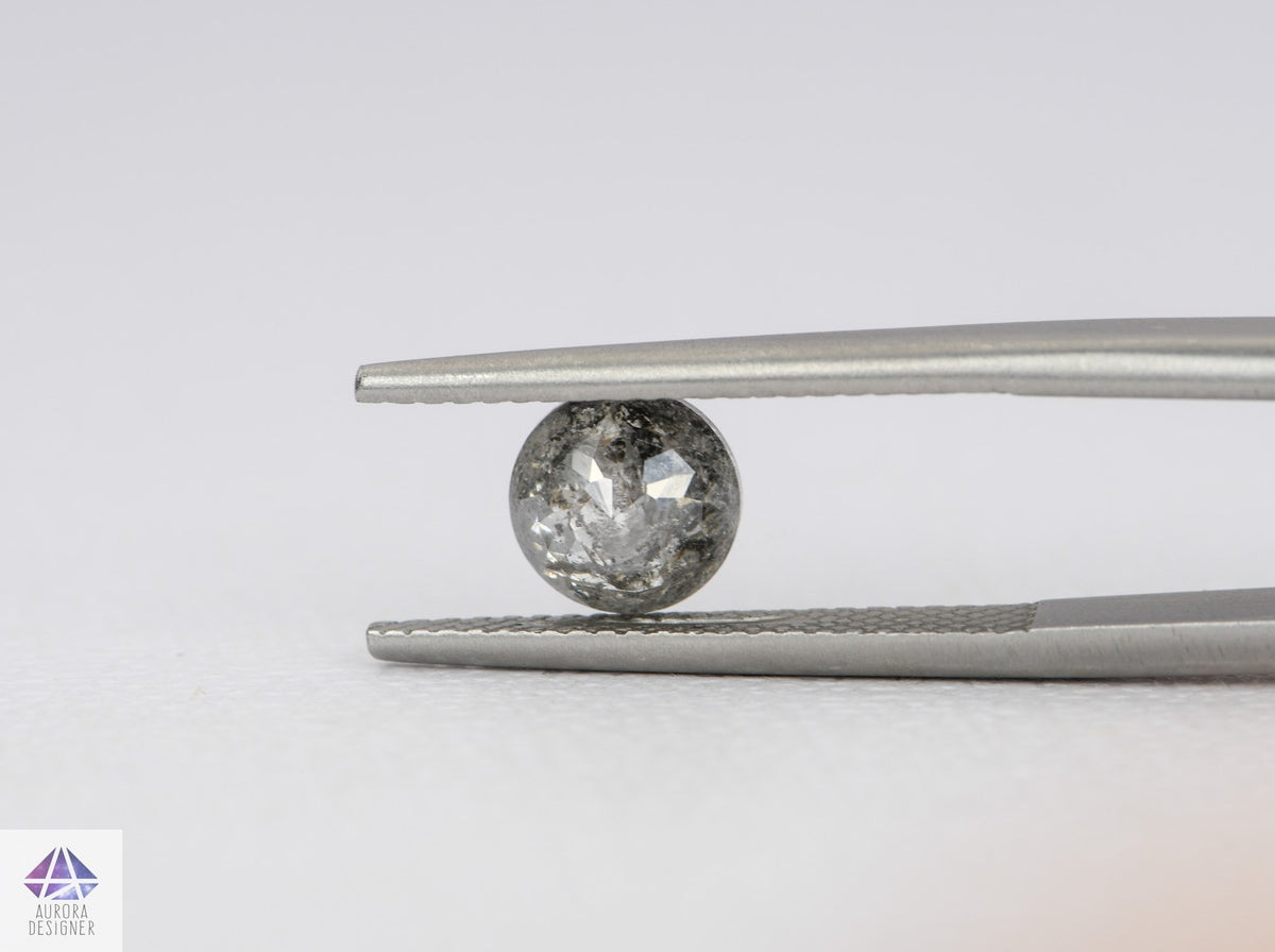 1.23ct Round Shape Salt and Pepper Rose Cut Diamond, 6.8*3.3mm SPR33