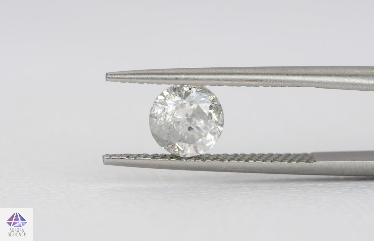 1.28ct Round Shape Salt and Pepper Diamond, 6.5*4.4mm RBC94