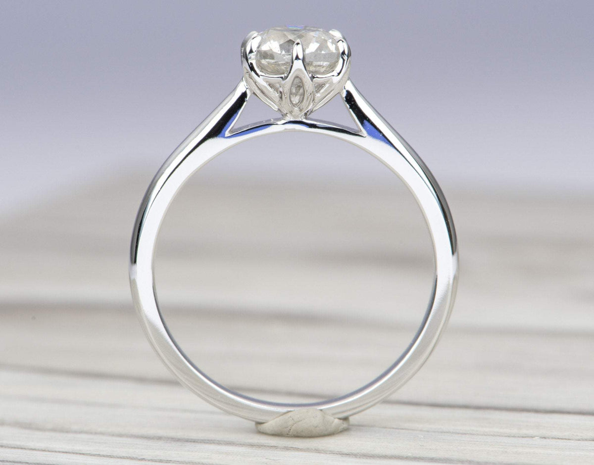 1.2ct Round Brilliant Cut Salt and Pepper Diamond 14K White Gold Engagement Ring Tulip AD1540-8