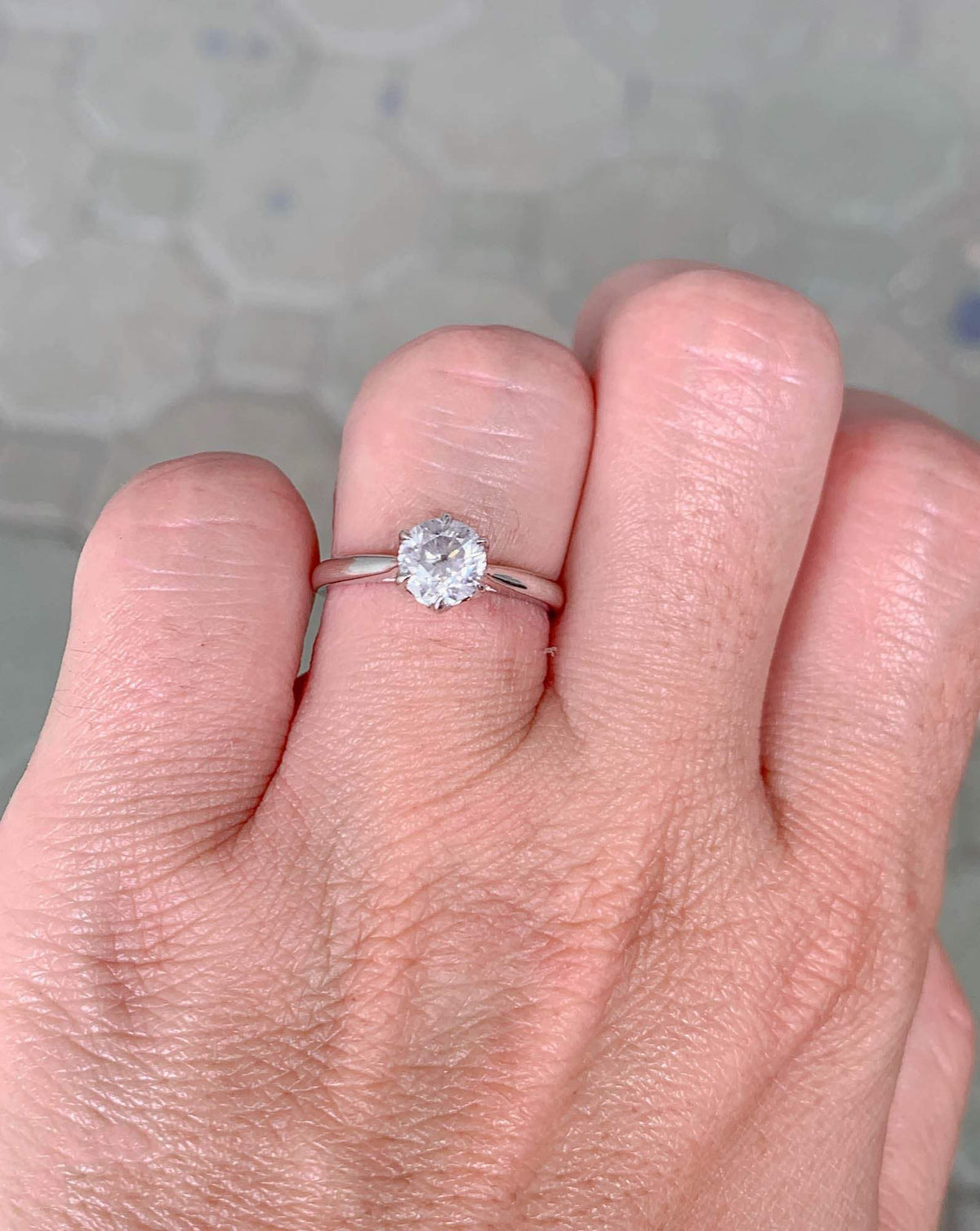 1.2ct Round Brilliant Cut Salt and Pepper Diamond 14K White Gold Engagement Ring Tulip AD1540-8