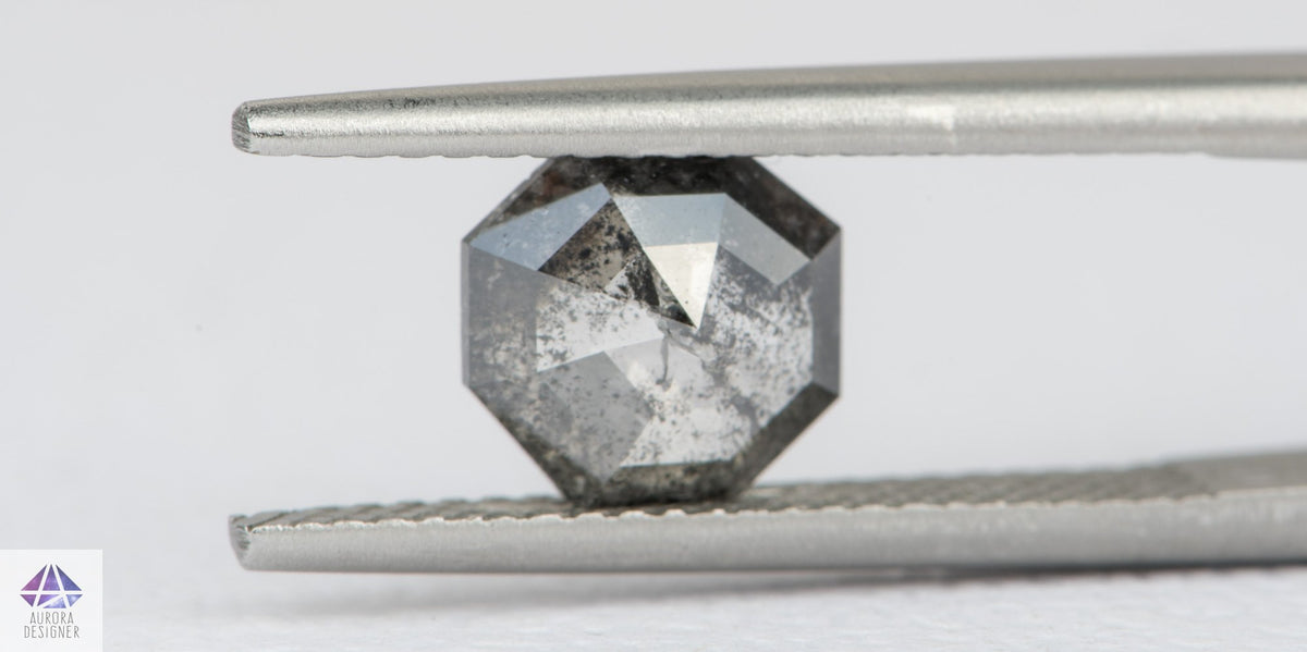 1.2ct Salt and Pepper Rosecut Diamond, 7.8*7.2*2.4mm SPS55