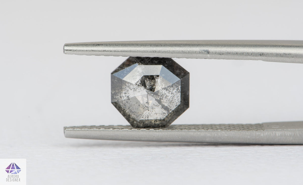 1.2ct Salt and Pepper Rosecut Diamond, 7.8*7.2*2.4mm SPS55