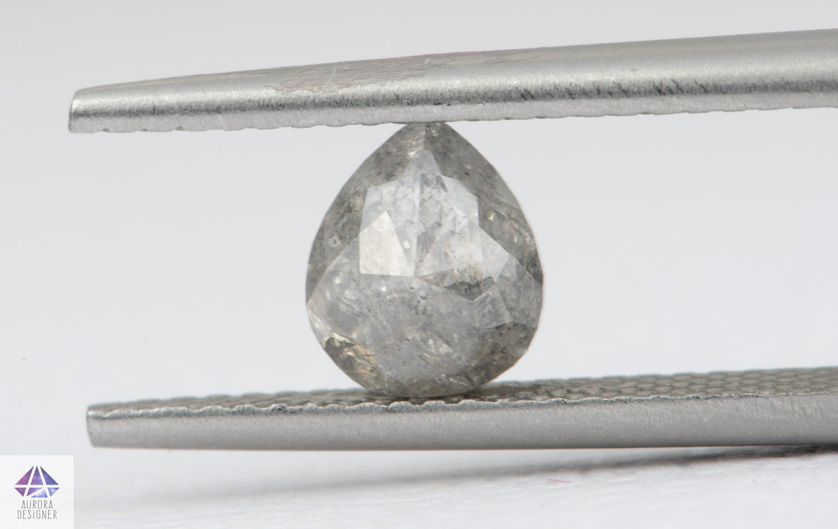 1.32ct Pear Shape Salt and Pepper Rosecut Diamond, 7.0*6.0*3.8mm SPP107