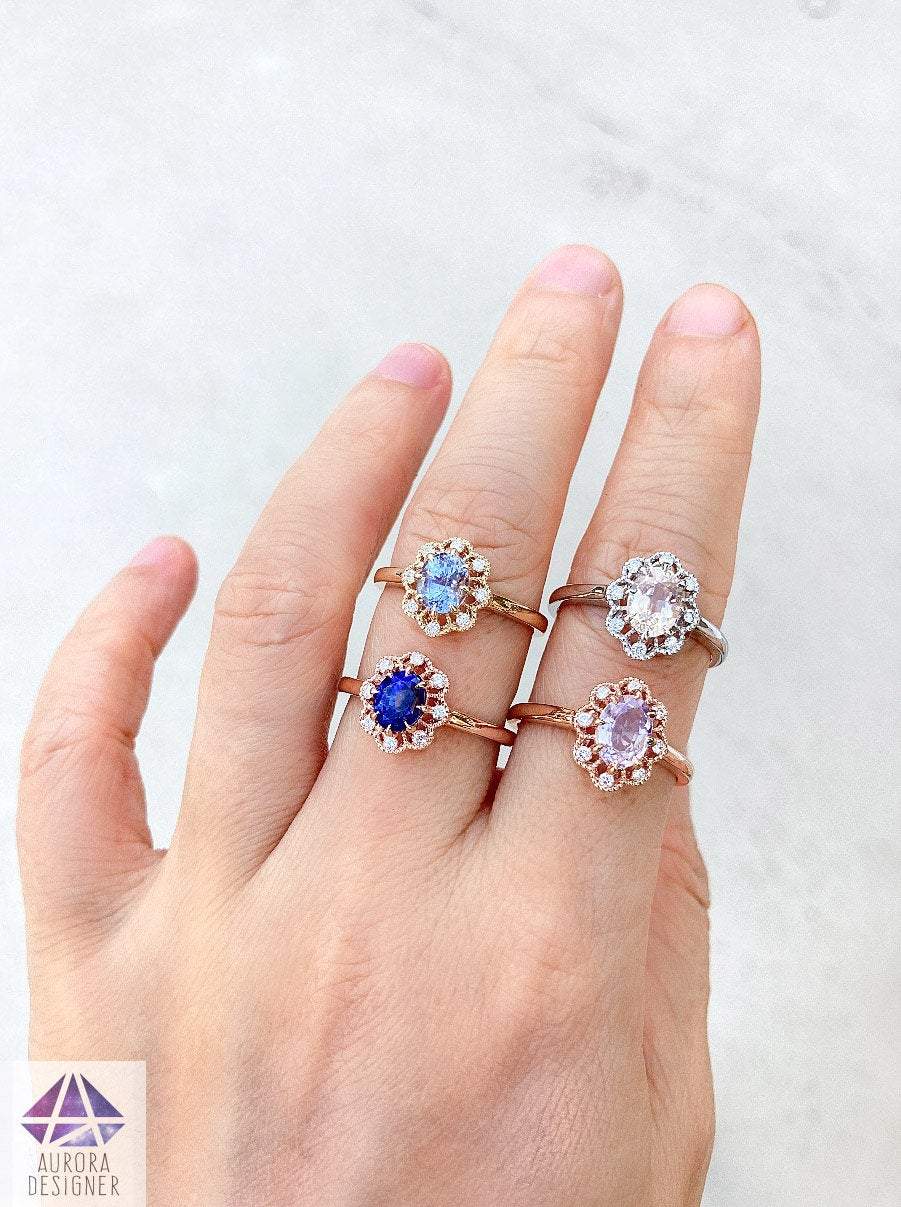 Rose gold top blue sapphire ring