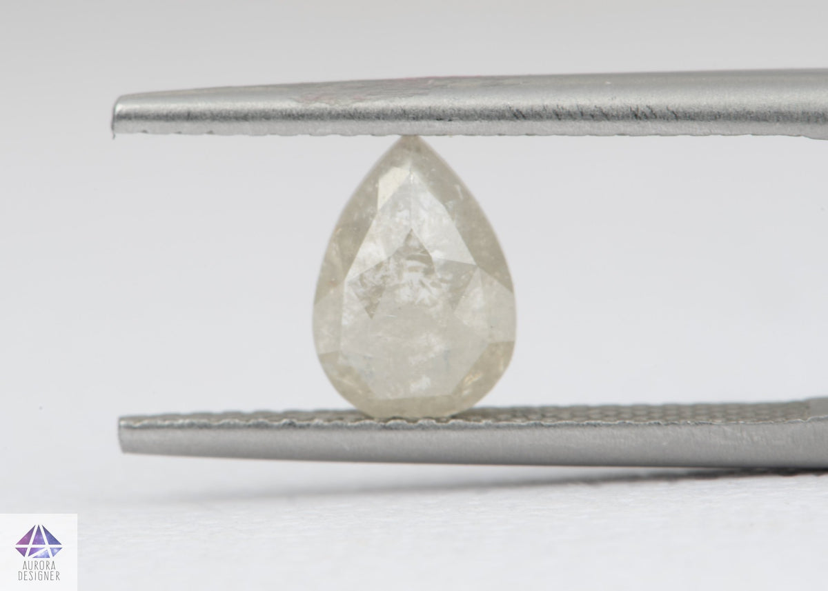 1.36ct Pear Shape Salt and Pepper Rosecut Diamond, 8.2*5.7*3.3mm SPP106