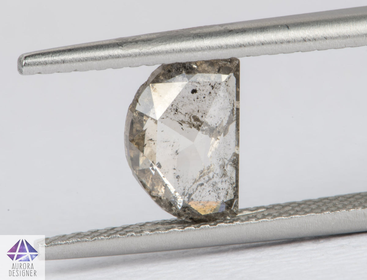 1.41ct Half Moon Shape Salt and Pepper Diamond, 8.9*5.9*2.6mm, SPG239
