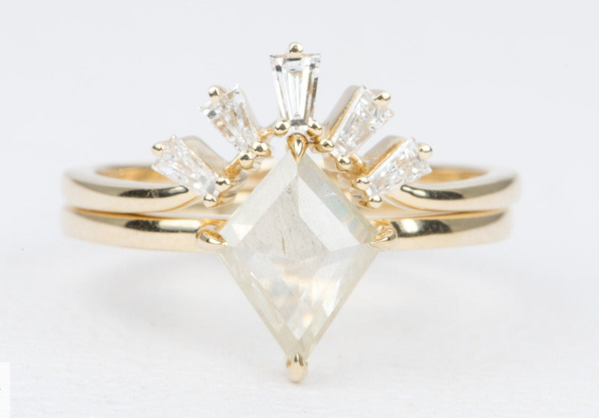 1.41ctw Salt and Pepper Diamond Bridal Set 14K Yellow Gold Wedding Band Engagement Ring AD1686S-8