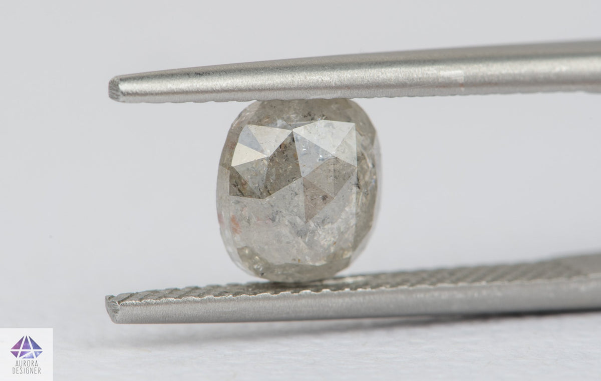1.44ct Oval Shape Salt and Pepper Rosecut Diamond, 7.5*6.7*3.0mm SPS102