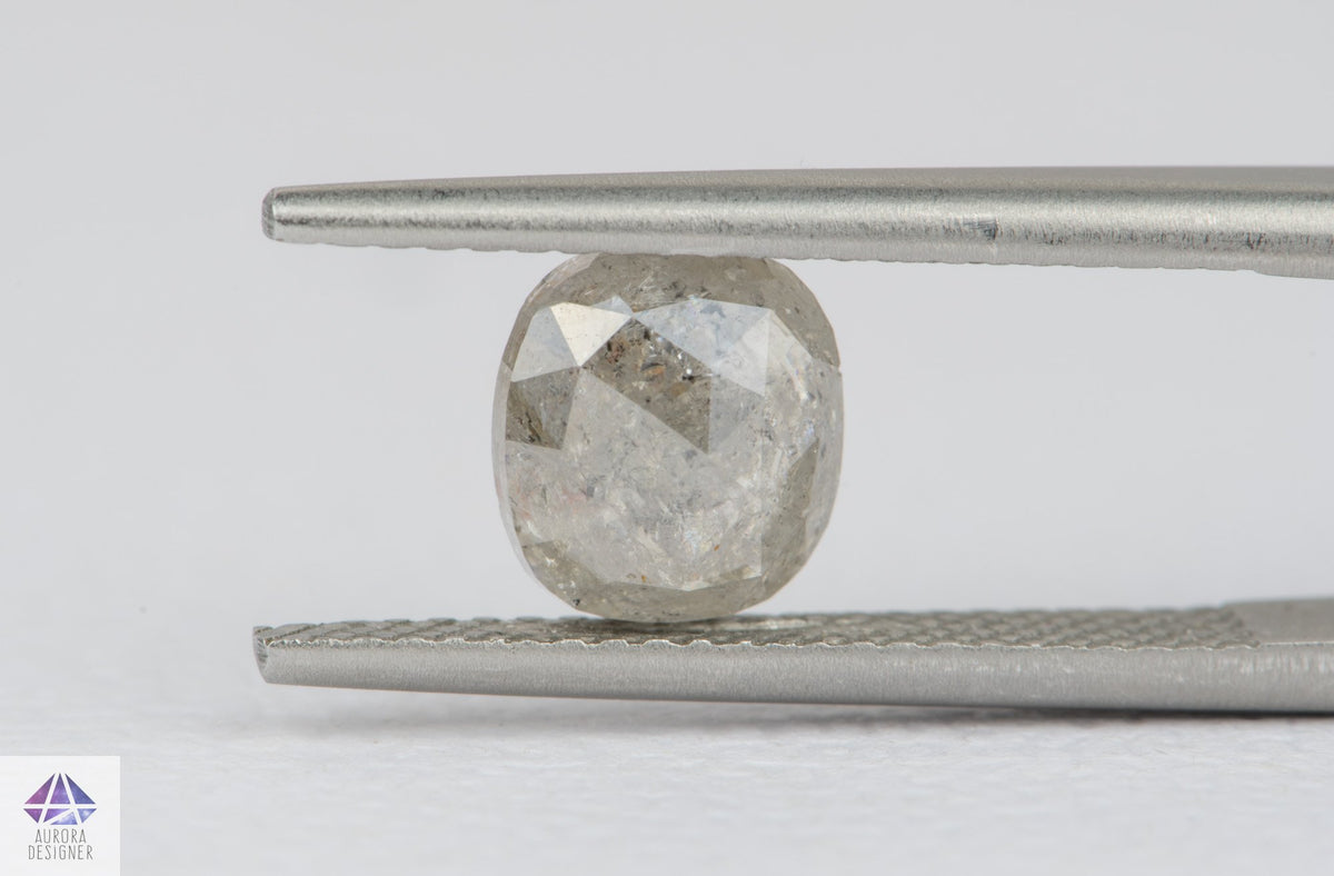 1.44ct Oval Shape Salt and Pepper Rosecut Diamond, 7.5*6.7*3.0mm SPS102