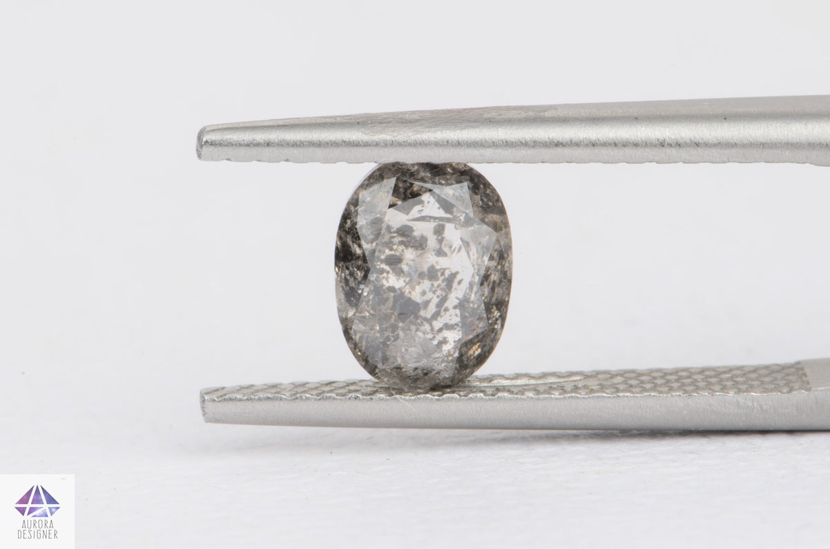 1.47ct Oval Shape Salt and Pepper Diamond, 7.7*5.7*3.6mm, SPS129