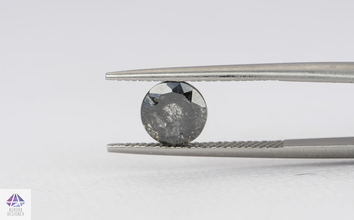 1.48ct Round Shape Salt and Pepper Rose Cut Diamond, 7.1*3.4mm SPR31