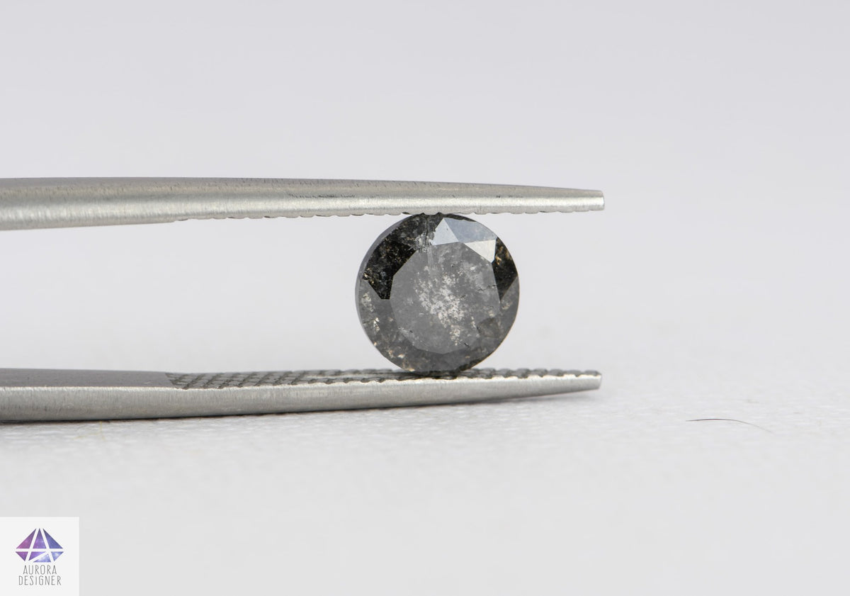 1.48ct Round Shape Salt and Pepper Rose Cut Diamond, 7.1*3.4mm SPR31