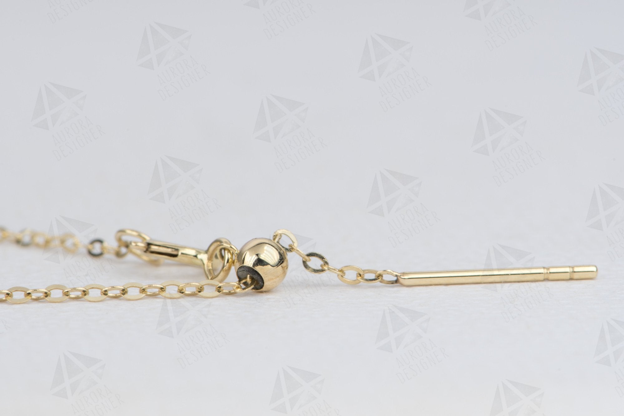 Aurora Designer - 14K Gold Necklace Chain Adjustable Length with Needle ...
