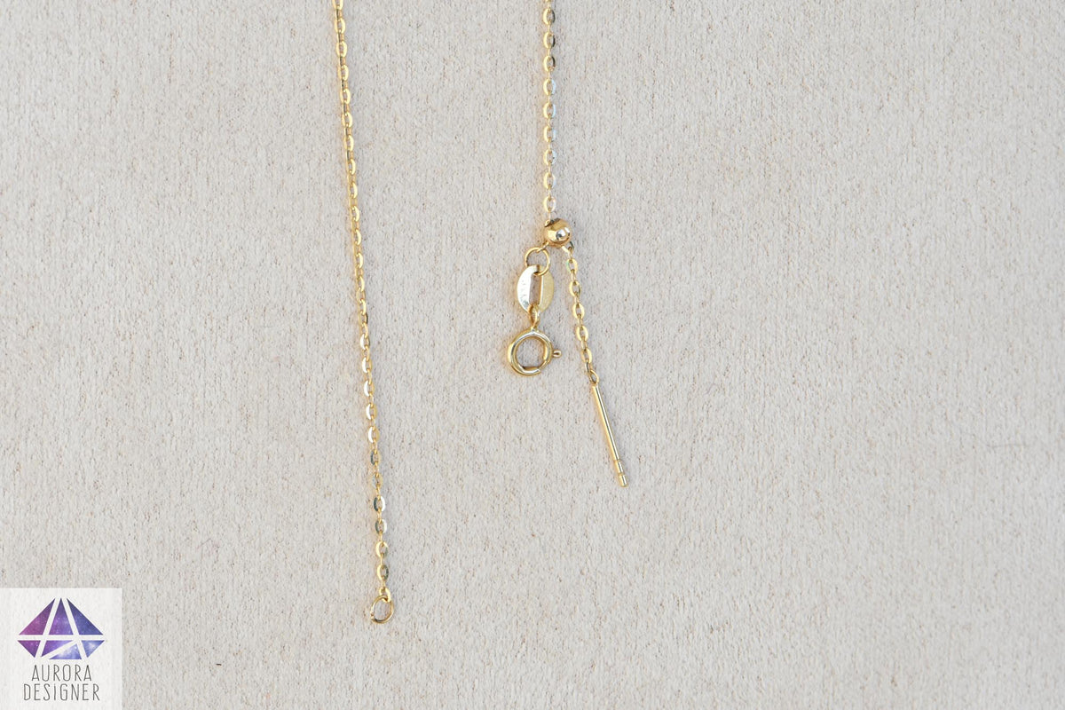 14K Gold Necklace Chain Adjustable Length with Needle Threader for Charms Pendants AD1907