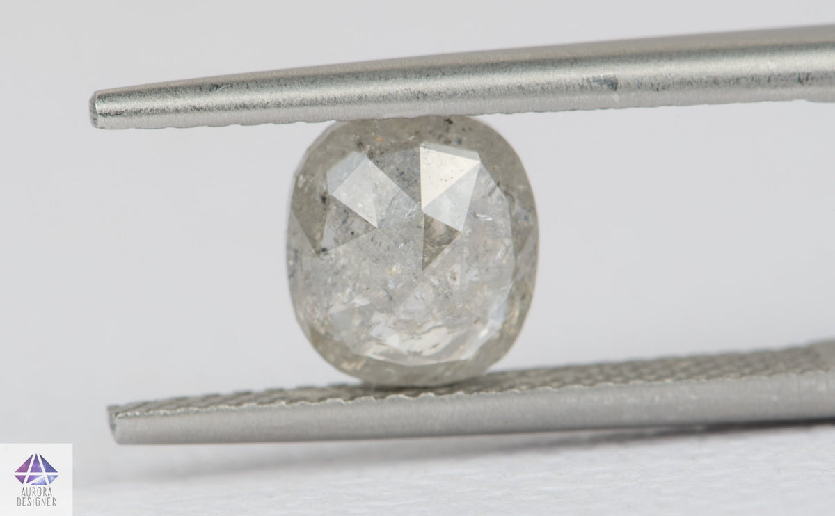 1.52ct Oval Shape Salt and Pepper Rosecut Diamond, 7.4*6.8*3.2mm SPS103
