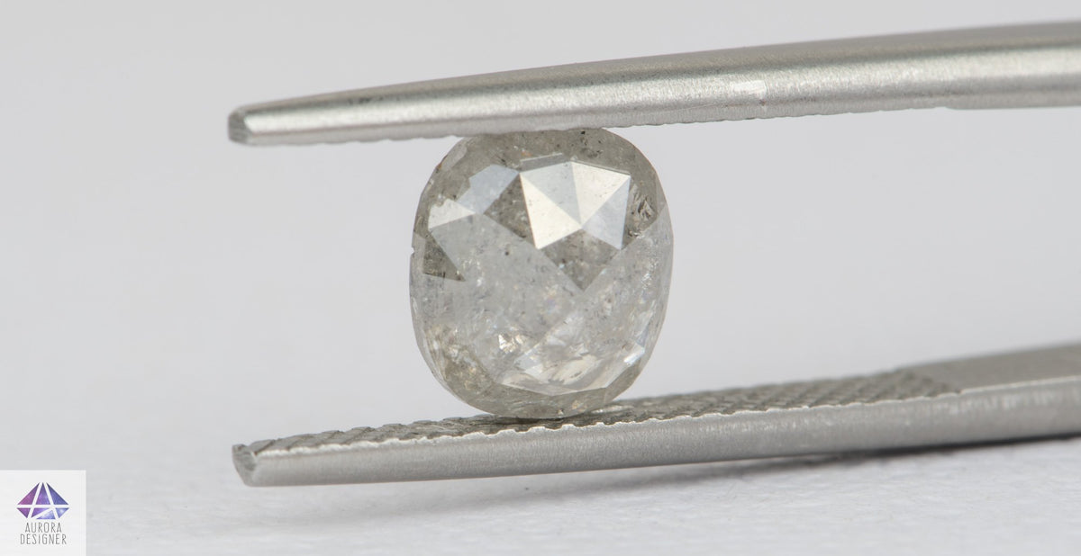 1.52ct Oval Shape Salt and Pepper Rosecut Diamond, 7.4*6.8*3.2mm SPS103