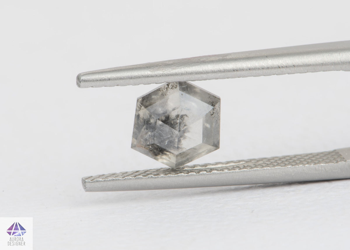 1.58ct Hexagon Shape Salt and Pepper Diamond, 7.5*6.1*4.1mm, SPH185
