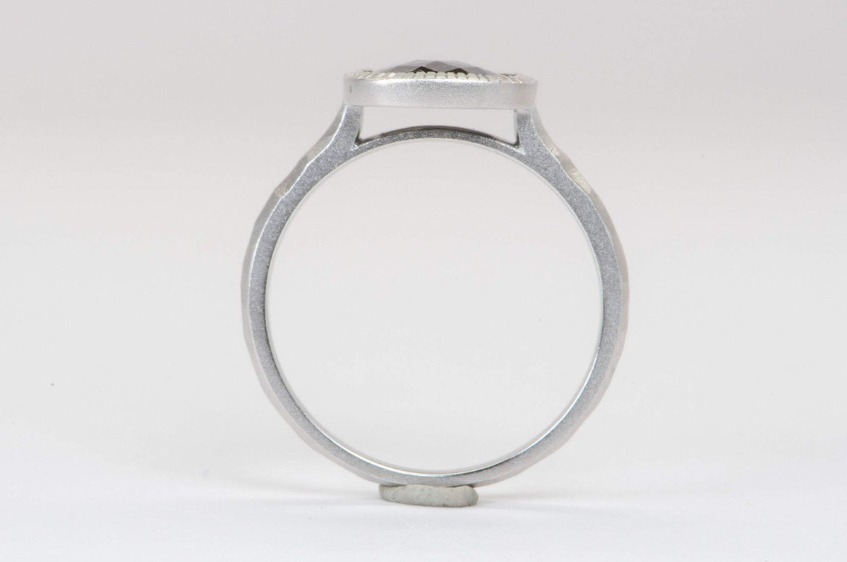 1.71ct Rectangle Salt and Pepper Diamond 14K White Gold Engagement Ring R6051