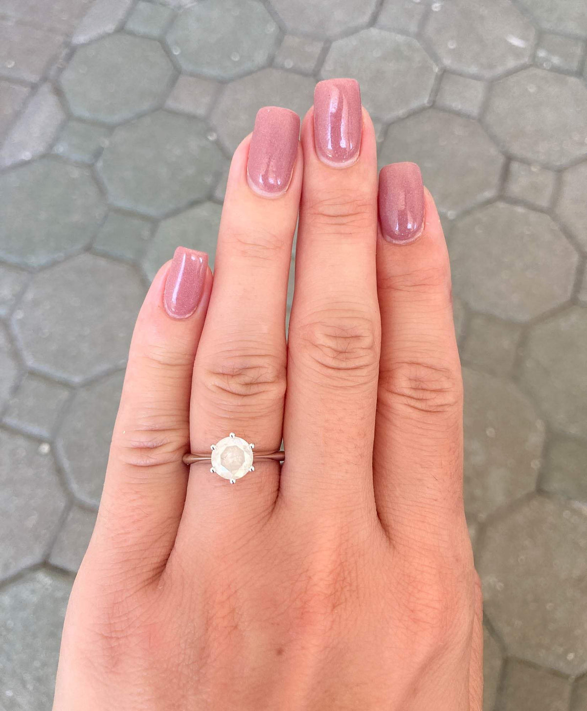 1.72ct Opalescent Fancy White Diamond 14K White Gold Engagement Ring R6042