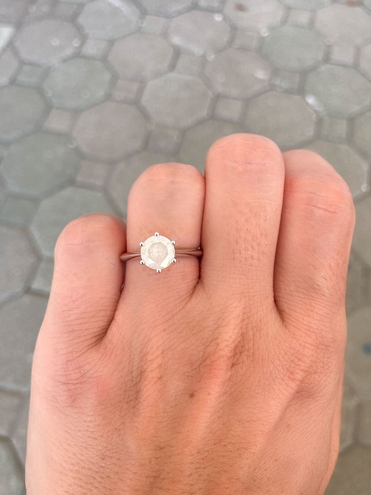 1.72ct Opalescent Fancy White Diamond 14K White Gold Engagement Ring R6042