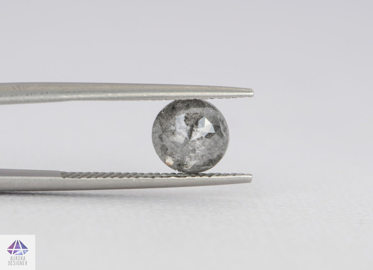 1.72ct Round Shape Salt and Pepper Rose Cut Diamond, 7.5*3.5mm SPR42