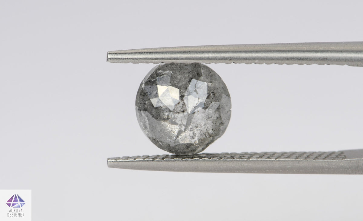 1.72ct Round Shape Salt and Pepper Rose Cut Diamond, 7.5*3.5mm SPR42