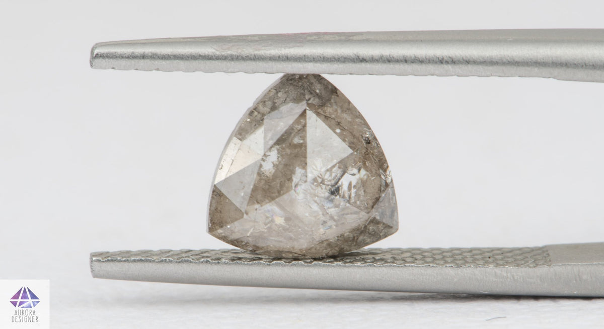 1.75ct Triangle Shape Salt and Pepper Rose Cut Diamond, 8.1*8.0*3.2mm SPT16
