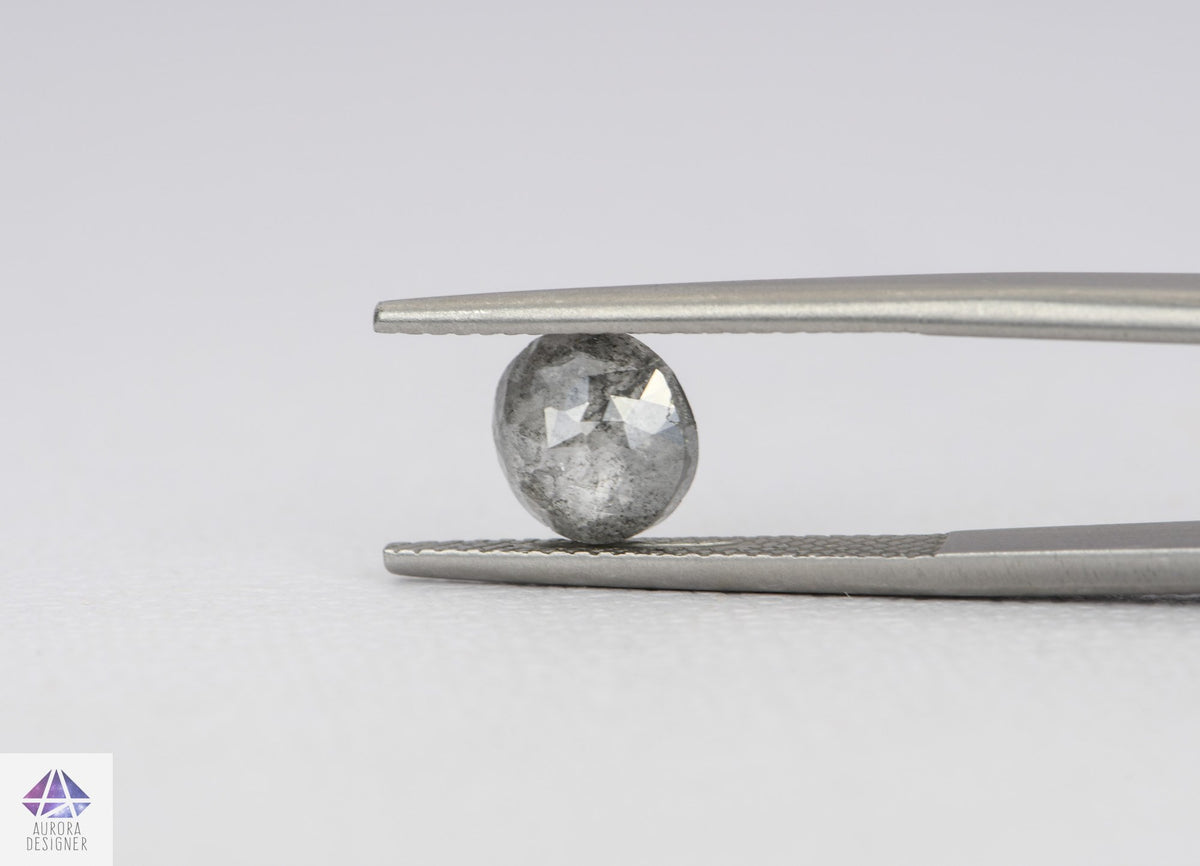 1.78ct Round Shape Salt and Pepper Rose Cut Diamond, 7.6*3.7mm SPR41