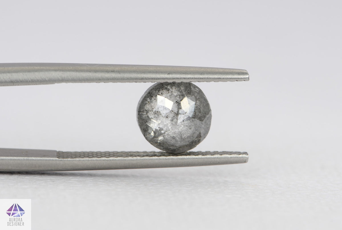 1.78ct Round Shape Salt and Pepper Rose Cut Diamond, 7.6*3.7mm SPR41