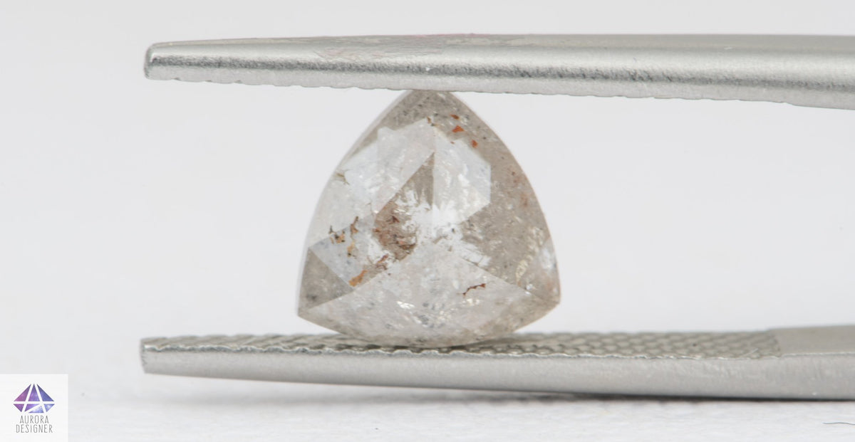 1.79ct Triangle Shape Salt and Pepper Rose Cut Diamond, 8.1*7.9*3.2mm SPT15